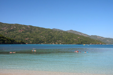 Fototapeta na wymiar super nice beach on the island in haiti where some bathing.