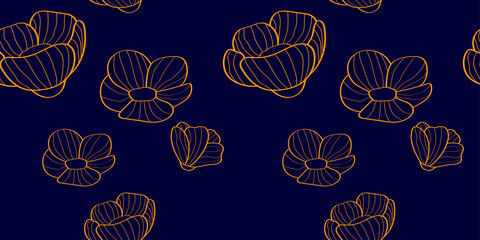 floral linear seamless pattern