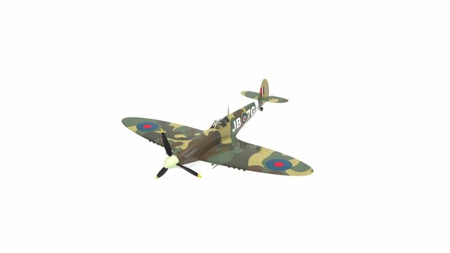 3d rendering animation of a world war two airplane isolated on white background.