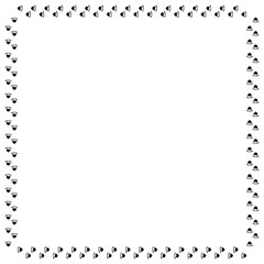 Square frame of black cat tracks. Isolated frame on white background for your design.