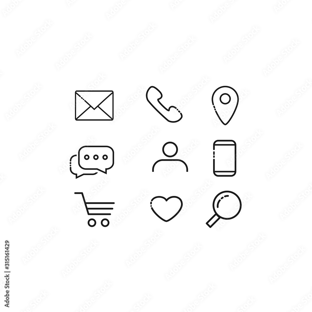 Poster thin lines web icons set.