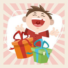 happy birthday celebration party smiling boy with gift boxes
