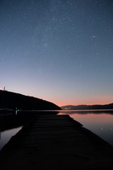 Night sky over the lake