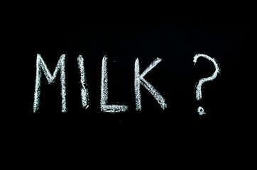 word "milk" drawn on chalkboard