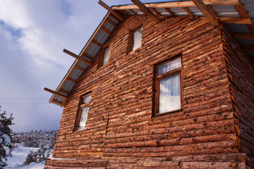 House on a snowy hill, Abant Turkey
