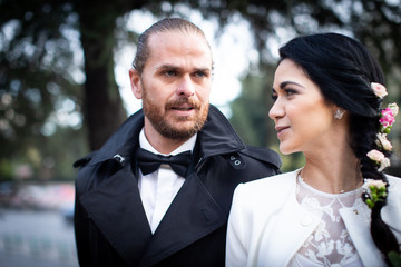 wedding moments of cool fashion couple