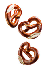 Pretzel with salt on a white isolated background
