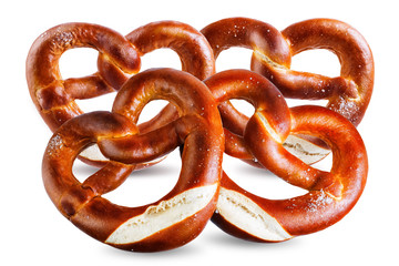 Pretzel with salt on a white isolated background