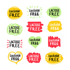 Vector colorfull eco label with text - lactose free.