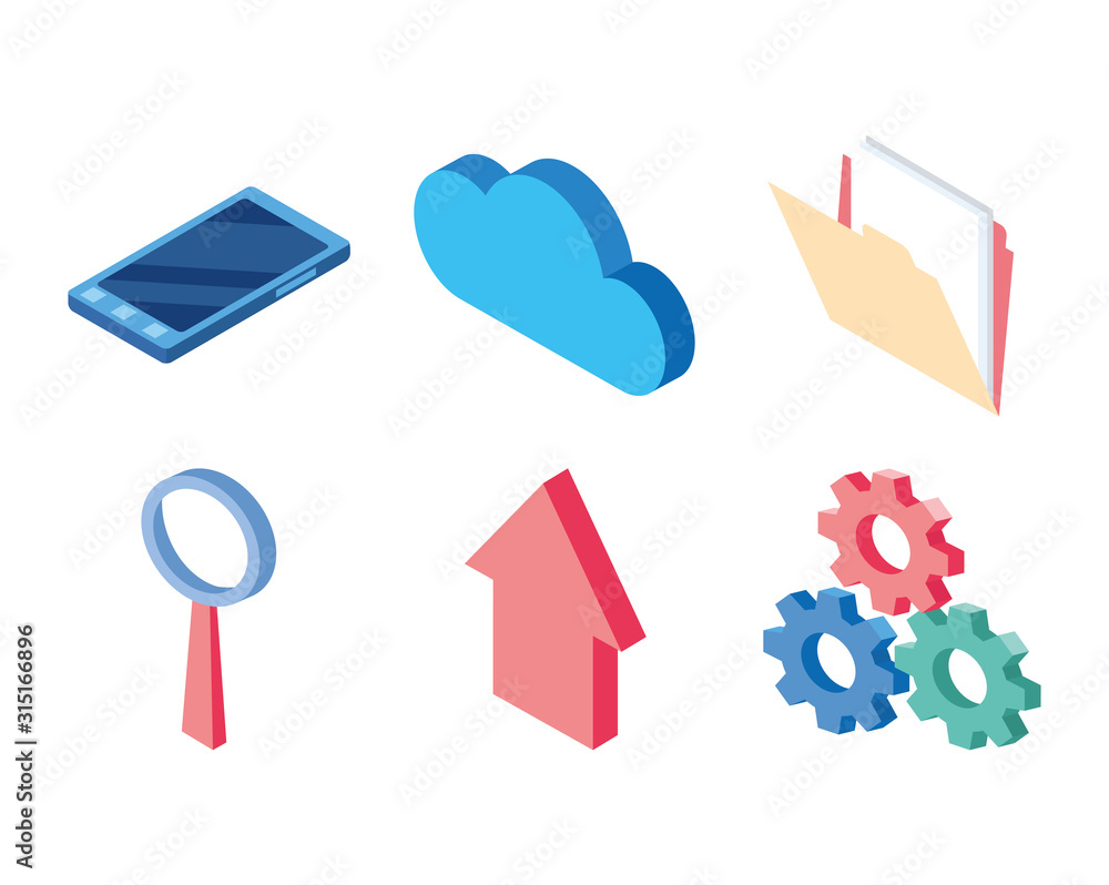Aufkleber smartphone gear folder cloud computing data technology internet