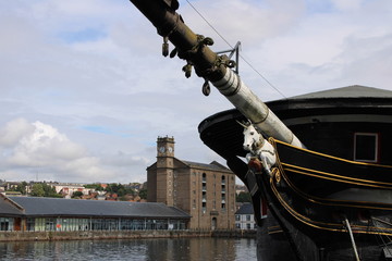 HMS Unicorn and dock, Dundee, Scotland