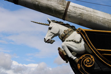 Figurehead of the HMS Unicorn, Dundee, Scotland - obrazy, fototapety, plakaty