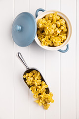 Italian stuffed pasta. Sacchettini pasta.