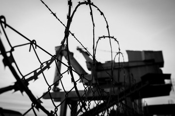 barbed wire on field