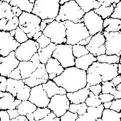 Texture cracks black, white background. Effect shards, concrete, stone, asphalt. Seamless pattern. Cracked earth. Modern stylish design. Structure cracking ground. Dry surface soil. Distressed cracks
