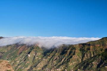 Sea of clouds in Gran Canaria. Canary Islands. View from Roque Nublo.