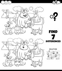 Obraz premium differences coloring game with dogs group