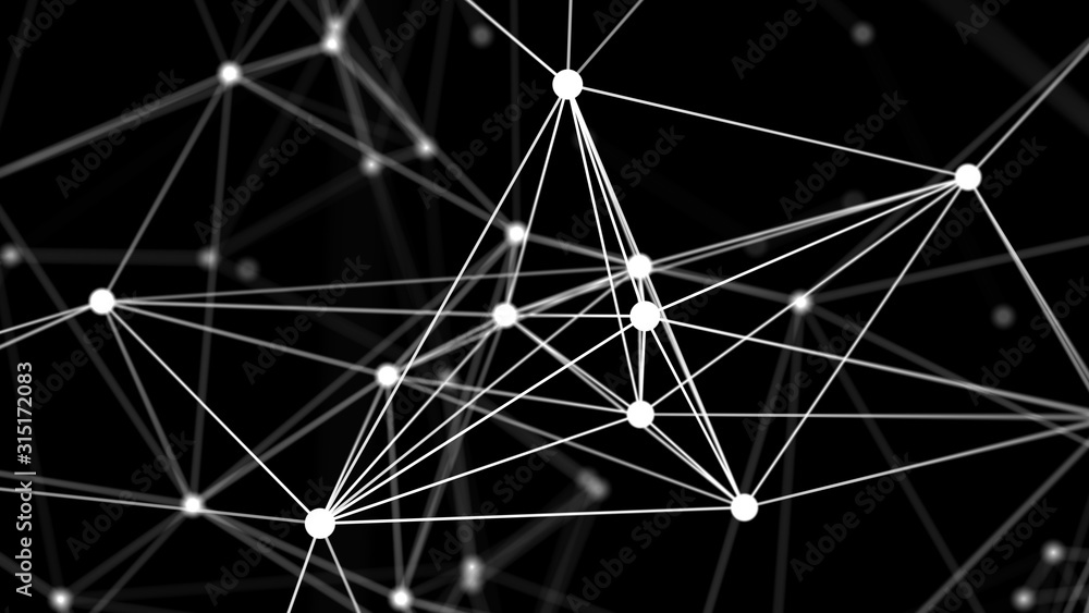 Poster digital plexus of white lines and dots. abstract background. 3d rendering. network or connection. 3d