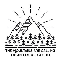Vector mountain with texture. Sketch illustration with quote - 315172620
