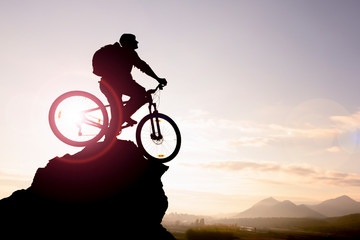 Fototapeta na wymiar beautiful photo frame telling the story of a man on a bike ride to unusual places