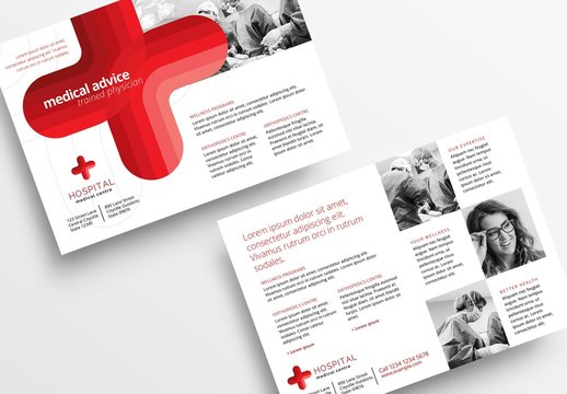 Medical Hospital Flyer Layout with Cross Element