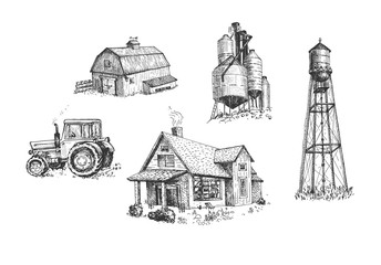 Farmers buildings and vehicle set