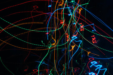 Colourful light trails abstract background