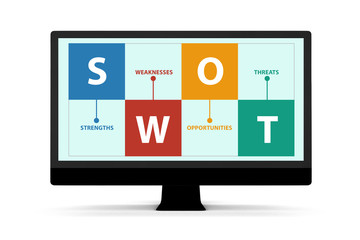 SWOT technique concept for business - 3d rendering