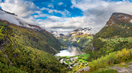 Famous Geirager fjord in Norway - panorama