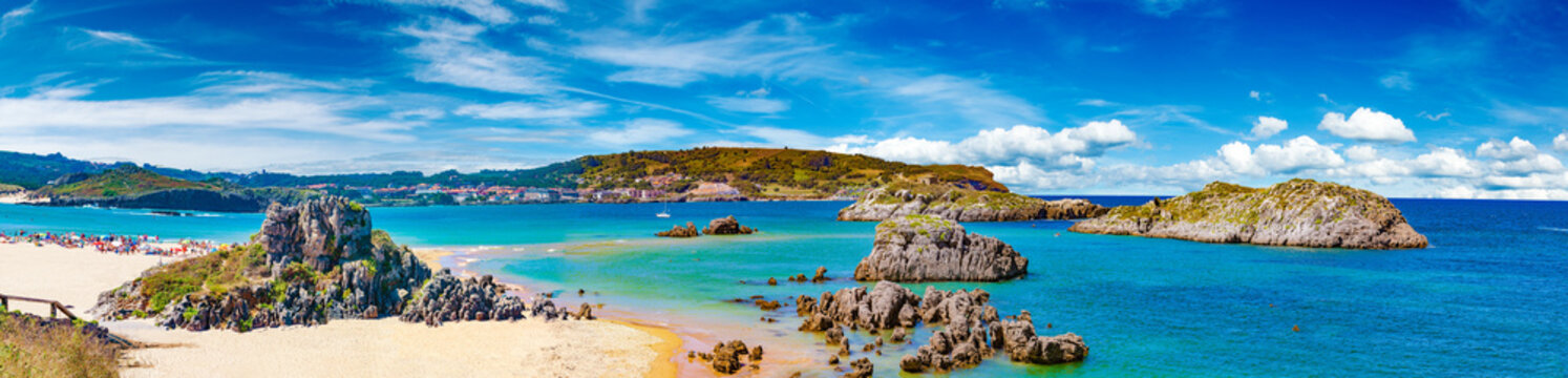 Noja Beach in Cantabria,Spain.Scenic coasts and coastal towns in northern Spain.