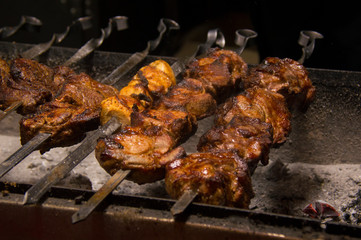 Grilled meat. Grilled fish. Barbecue. Holiday Barbecue. BBQ.