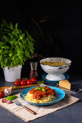 The real Bolognese sauce with spaghetti noodle