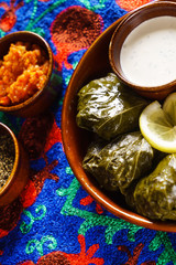 Sarma (grape vine leaves, stuffed with rice),a traditional mediterranean dish