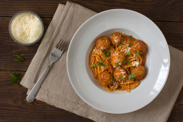 spaghetti with meatballs and tomato sauce