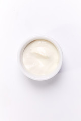 sauce on the white background, top view