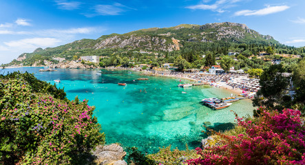 Landscape with Paleokastritsa bay on Corfu island, Greece