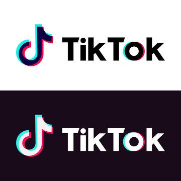 Tik Tok logo black and white mode. Editorial vector. Kyiv, Ukraine - January 13, 2019