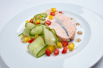 salmon with vegetables and sauce