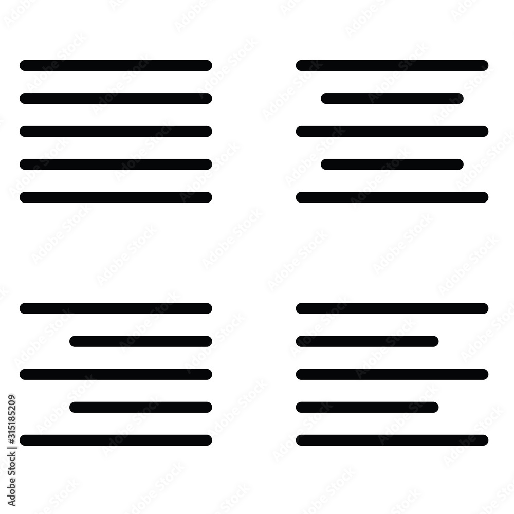 Poster text positions icon. text edit icon set. alignment-page, text formatting sign vector