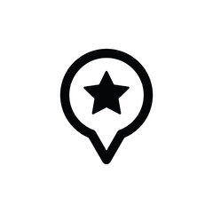 map point icon. favourite place point icon. point symbol with star. black vector. line style