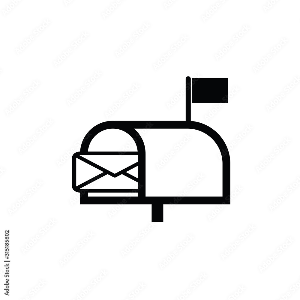 Poster post mailbox icon. post delivery icon. post box symbol. black vector.