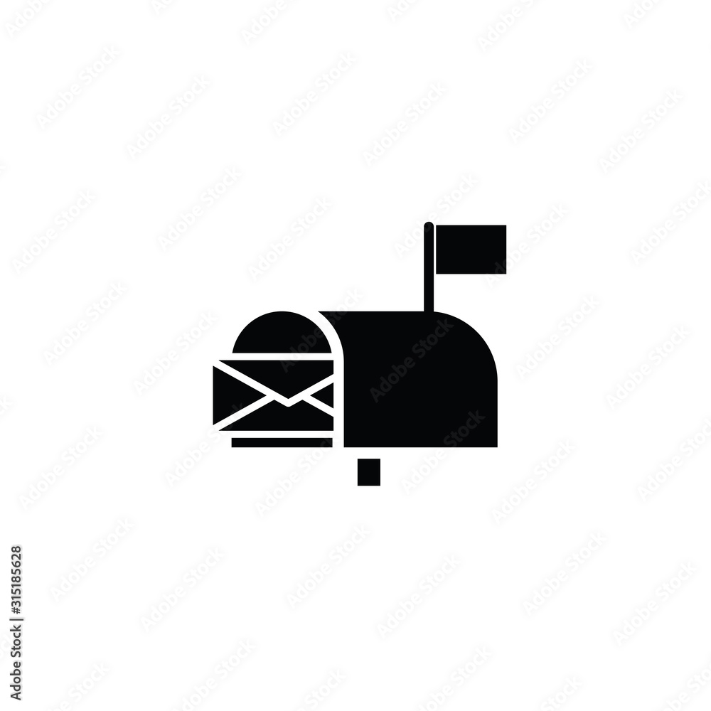 Poster post mailbox icon. post delivery icon. post box symbol. black vector.