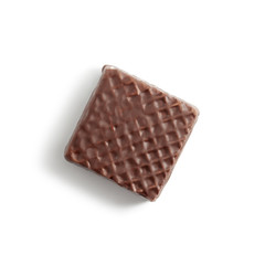 Wafer cube with chocolate on white, isolated