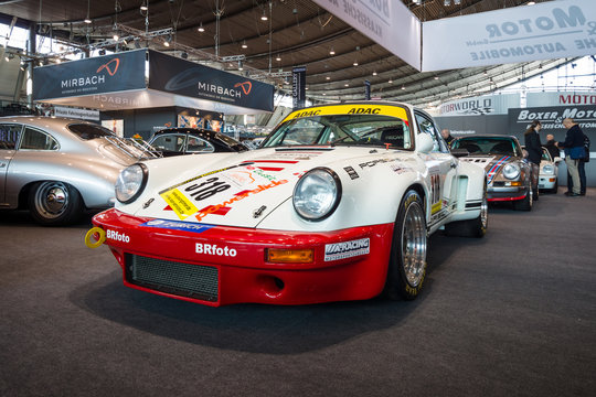 STUTTGART, GERMANY- MARCH 17, 2016: Sports car Porsche 3.0 RSR, 1974. Europe's greatest classic car exhibition "RETRO CLASSICS"