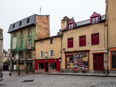 Editorial: 27th October 2019: Rennes, France. Cold deserted streets of Rennes in Brittany