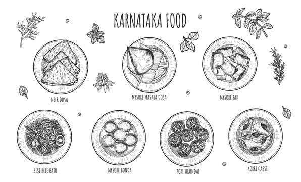Karnataka food set of Indian cuisine