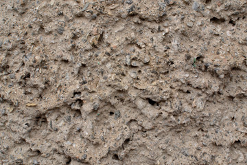 stone wall plastered under a fur coat for texture background