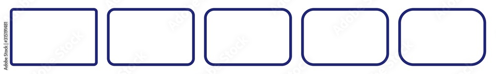 Poster rectangle icon blue | rounded rectangles | blank box symbol | empty frame logo | button sign | isola