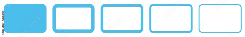 Poster rectangle icon blue | rounded rectangles | blank box symbol | empty frame logo | button sign | isola
