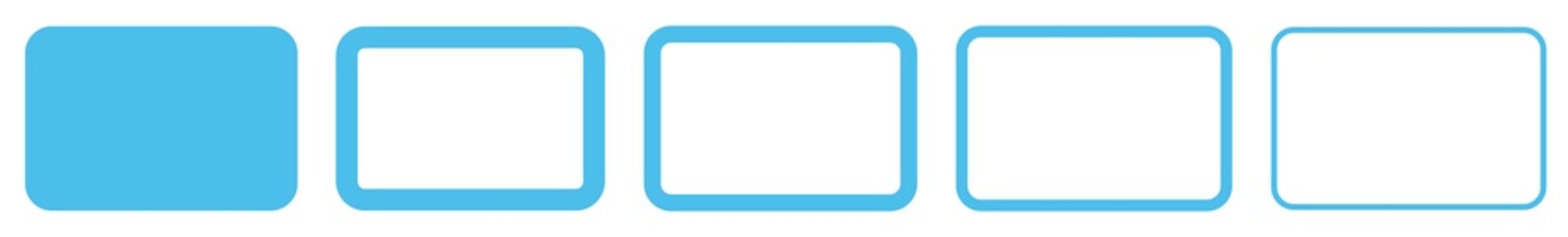 Obraz premium Rectangle Icon Blue | Rounded Rectangles | Blank Box Symbol | Empty Frame Logo | Button Sign | Isolated | Variations